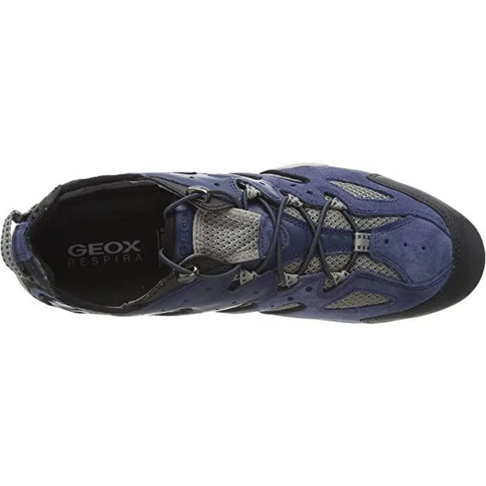 Geox‎ Men's Respira Low-Top Sneakers Bungee Laces - Blue Grey C0024 - Size 14